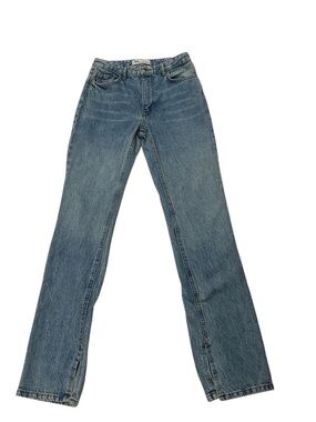 ZARA High Rise Straight Leg Split Hem Jeans - Size 4 (EUR 36)